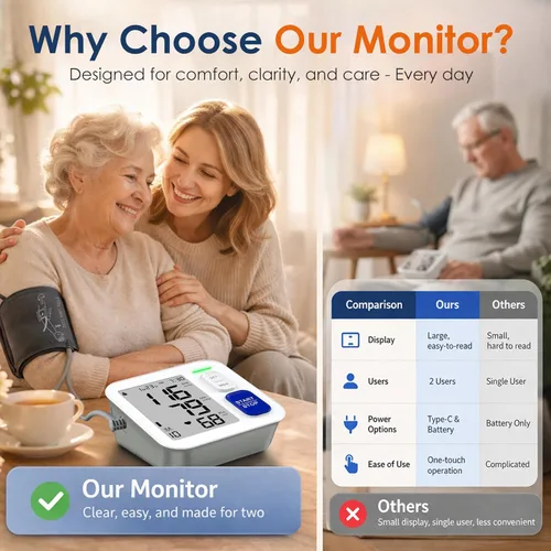 Vista 8 de Monitores de presión arterial para uso doméstico, brazo superior automático y preciso de 9 a 17 pulgadas con pantalla LCD de 4 pulgadas, memoria