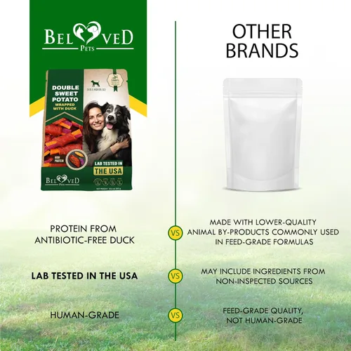 Vista 8 de Beloved Pets Golosinas para perros de batata y masticables saludables de pato de 10.6 onzas – Snacks para cachorros y huesos blandos para razas