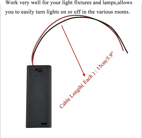 Vista 4 de HAHIYO Paquete de soporte de batería AA de 1.5 V con cubierta resistente de alambre, resortes flexibles, interruptor integrado, baterías, caja