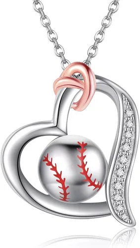 YAFEINI VoleibolBéisbolBaloncestoTenisFútbolGolfCollar 925 Plata Plata Corazón Deportes Colgante Joyería Regalos para Mujeres
