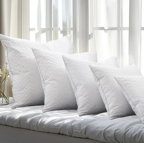 Vista 5 de Bafode Juego de 2 rellenos de almohada de plumas de ganso, 18 x 18 pulgadas, lujosos cojines decorativos corrugados con exquisito borde satinado