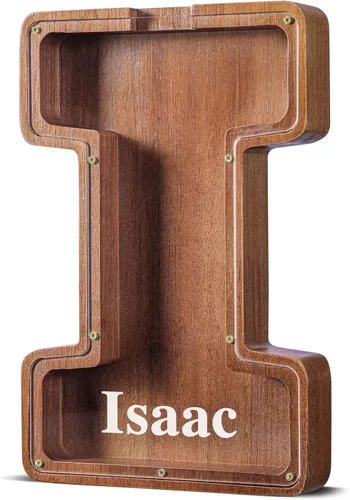 Vista 114 de SummiDate Alcancía de madera de letra para niños y niñas, Alfabeto, regalo de cumpleaños para niños (W)