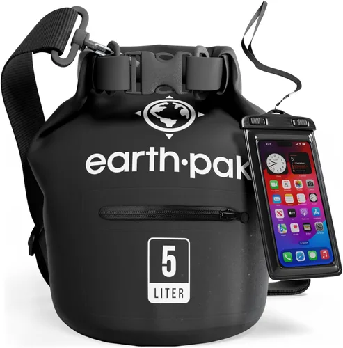 Earth Pak Bolsa seca impermeable con bolsillo con cremallera, mochila impermeable para mantener el equipo seco