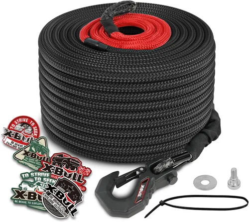 Vista 9 de X-BULL Cuerda de cabrestante sintética – Kit de cable -1/2" x 85 pies, 32000 libras línea de cabrestante con funda protectora, gancho de cabrestante