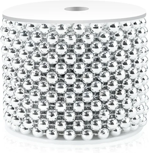 Vista 11 de Guirnalda de perlas de 0.236 in, guirnalda de perlas de imitación de oro de 66 pies, rollo de guirnalda de perlas de imitación, decoración de fiesta