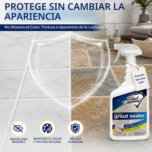 Vista 5 de SELLADOR DE LECHADA ULTIMO – Protección profesional para azulejos, piedra y lechada para duchas, pisos y salpicaderos Fácil de limpiar, repelente
