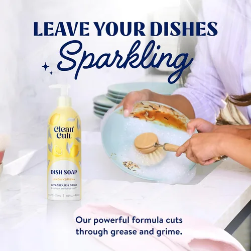 Vista 3 de Cleancult Repuesto líquido de jabón para platos (32 onzas, 1 paquete), poder de limpieza a base de plantas, jabón para platos que corta la grasa