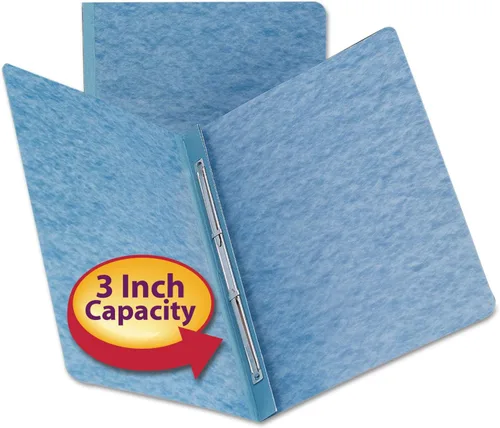Vista 2 de Smead PressGuard 81052 - Cubierta de informe, cierre lateral de punta de metal con compresor, capacidad de 3 pulgadas, tamaño carta, azul, 25 por