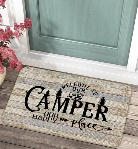 Vista 2 de Voatok Camper Welcome to Our Happy Place Inside Rv Alfombra de 17x30