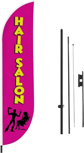 Vista 141 de DreamController - Bandera de plumas de alteraciones (11.5 pies x 2.5 pies) por DreamController para negocios al aire libre con poste adicional