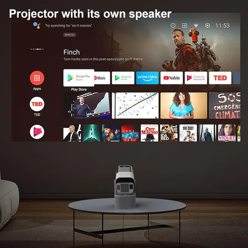 Vista 2 de JY320 KTV Proyector de video portátil con WiFi y Bluetooth - Compatible con HDMI 4K 1080p, altavoz Bluetooth y micrófono, audio estéreo de 10 W