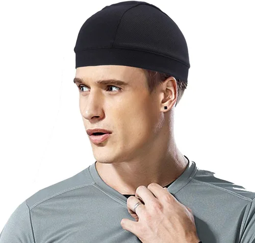 Vista 3 de TOPLOR Gorro de calavera que absorbe la humedad, forro de casco, gorro para correr para hombre, para motocicleta, ciclismo, transpirable, banda