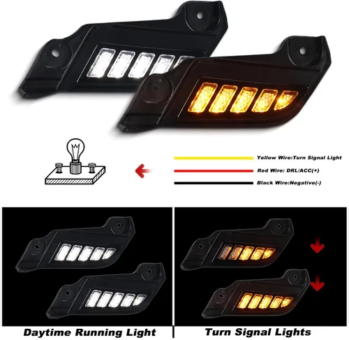 Vista 3 de Switchback - Luz marcadora lateral delantera blanca/ámbar para faro, lámpara de circulación diurna con función de señal de giro intermitente