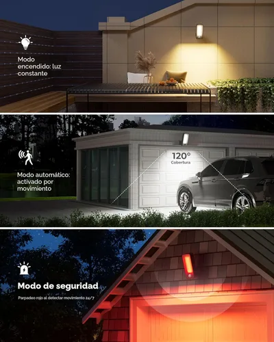 Vista 5 de Luz para exteriores con sensor de movimiento, recargable de 10000 mAh, 600 lúmenes, funciona con pilas, luz al aire libre con 3 modos, 3