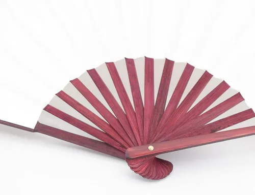 Vista 2 de Ventilador plegable chino Abanicos de mano blanca Abanico de bambú con artesanía tradicional china (blanco)