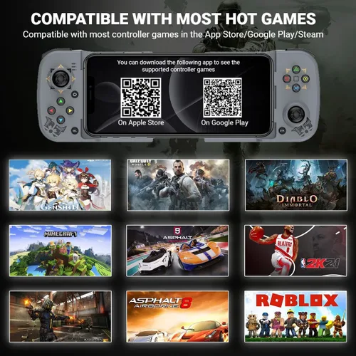 Vista 7 de arVin Mando móvil para juegos para iPhone iOS Android PC, Joystick inalámbrico para iPhone 14131211, iPad, MacBook, Samsung Galaxy S22S21S20, TCL