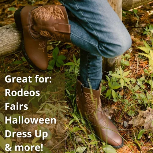 Vista 5 de Deer Stags Ranch - Botas cómodas estilo vaquero, fácil de poner, para niños., Marrón, 3 niño