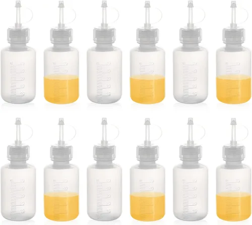 ULAB 12pcs Vol.2.0 fl oz botellas dispensadoras de gota, material de LDPE, PP y tapas de rosca, botellas de pigmento artístico y de laboratorio