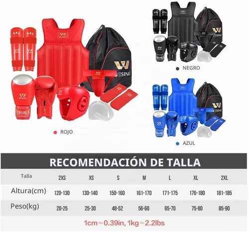 Wesing Martial Arts Protector Equipments Sanda Kickboxing kit 8pcs Gear Set para hombres Negro