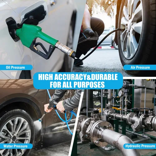 Vista 7 de Medidor de presión relleno de líquido de 0-100 psi, cara de dial de 2.5 pulgadas, carcasa de acero inoxidable para montaje trasero NPT de 1/4