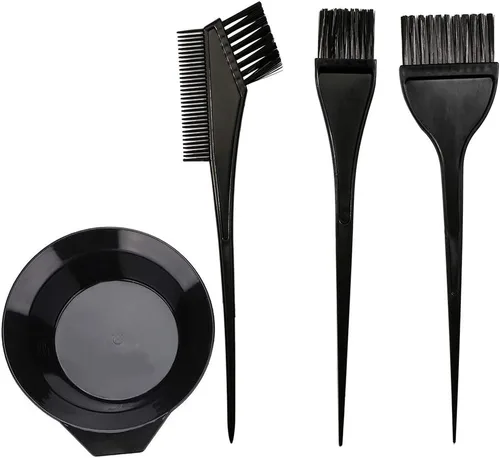 Juego de brochas y tazones de color para teñir el cabello, juego de brochas de color para mezclar tazón, peine para teñir el cabello (negro)