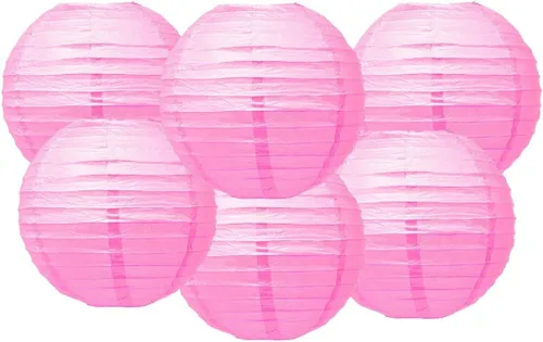 Vista 21 de Paquete de 6 linternas redondas de papel, decoración de boda y fiesta de cumpleaños (azul bebé, 4 pulgadas/3.9 in)