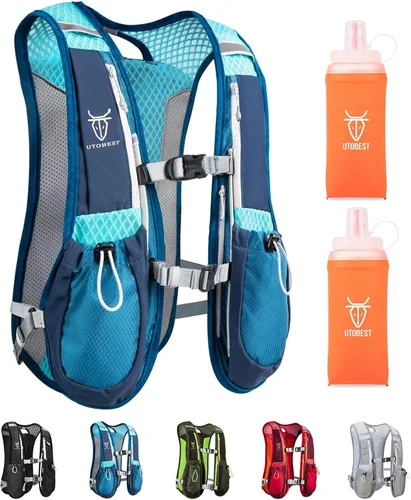 Vista 13 de UTOBEST Chaleco para correr, chaleco de hidratación de 5 litros, ligero, transpirable y resistente al sudor, chaleco de hidratación ajustable