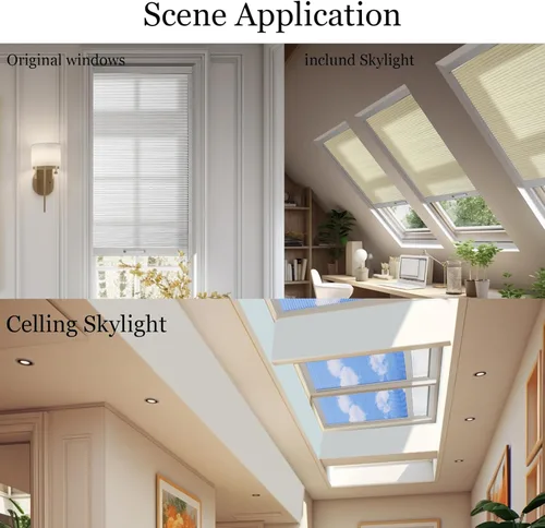 Vista 3 de BERISSA Persianas opacas manuales, persianas celulares inalámbricas, marco de aluminio, oscurecimiento de habitación, persianas de panal para techo