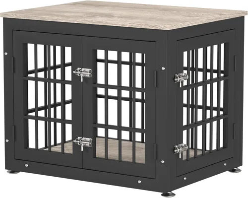 Vista 16 de rehomerance Mueble de jaula de perro resistente de 26 pulgadas para perros pequeños, mesa auxiliar decorativa para casa de mascotas, muebles de Negro