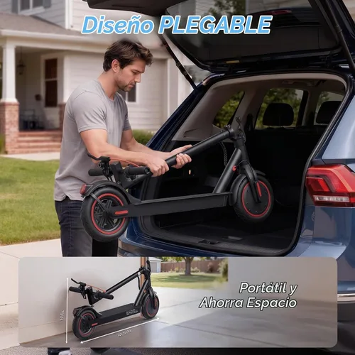Vista 8 de Scooter eléctrico - Scooter eléctrico para adultos y adolescentes Negro rojo