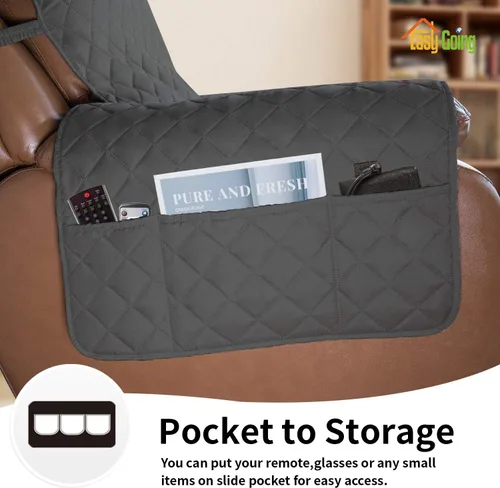 Vista 781 de Easy-Going - Funda reversible para sofá reclinable, resistente al agua, protector de muebles con correas elásticas, para mascotas y niños