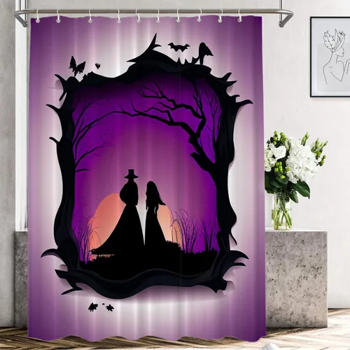 Vista 464 de Shrahala Father and Child Embracing No Hooks Shower Curtain with Snap in Liner Set, Tender Moment Captured Bathroom Décor Polyester Fiber Waterproof