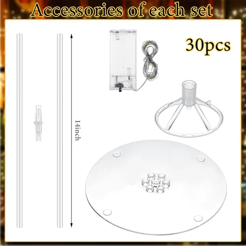 Vista 3 de Liliful Juego de 30 juegos de soporte para globos y centros de mesa de luces LED que incluyen 30 tiras de luces y 30 palos de globo con base