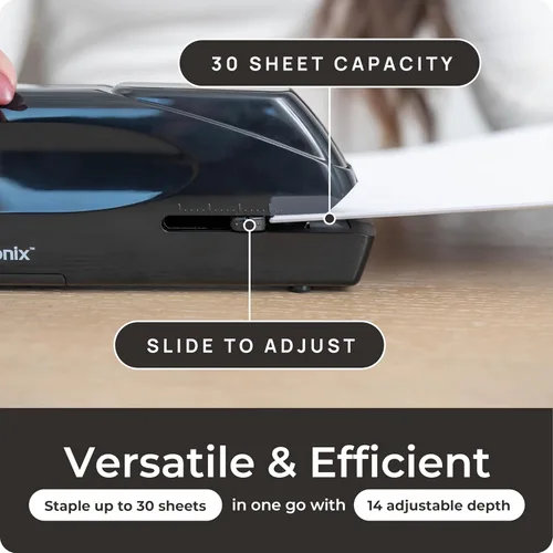 Vista 6 de EcoElectronix Engrapadora eléctrica automática portátil, capacidad de 30 hojas, funcionamiento silencioso, sin atascos y fácil de recargar, Negro