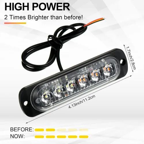 Vista 2 de Paquete de 20 luces LED estroboscópicas de emergencia, 6 LED ámbar y blanco, luces intermitentes de montaje en superficie, luces intermitentes