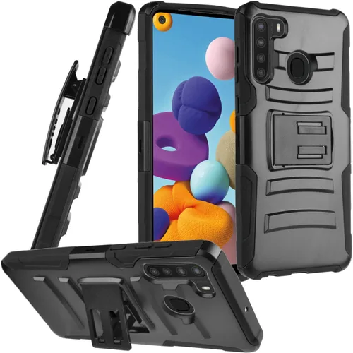 Vista 17 de Para Samsung Galaxy A21 (SM-A215) - Funda de teléfono estilo cepillado - CS3 Gris