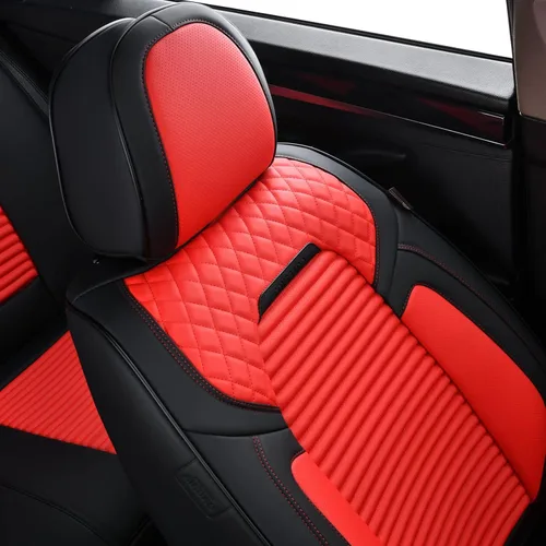 Vista 4 de Coverado Fundas de Asiento de Coche para Asientos Delanteros, Fundas de Asiento de Lujo de Cuero para Coches, Fundas de Asiento de Coche