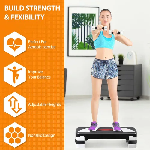 Vista 7 de Smartxchoices Plataforma escalonada de entrenamiento aeróbico de 30 pulgadas con elevadores ajustables de 4 a 6 a 8 pulgadas, entrenamiento