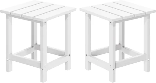 Vista 13 de MUCHENGHY Adirondack Mesa auxiliar para exteriores, mesa auxiliar de patio de 14.7 pulgadas, resistente a la intemperie, mesas auxiliares de Negro