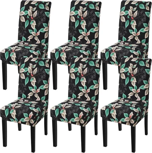 Vista 15 de Fuloon Paquete de 4 Fundas Protectoras para Asientos de Sillas de Comedor Súper Ajustadas Elásticas Extraíbles Lavables Cortas para Hotel, Comedor