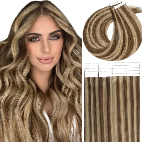 Vista 7 de Lacer Extensiones de cabello con cinta invisible, color negro natural, extensiones de cabello con cinta invisible, 18 pulgadas, cabello humano real