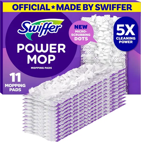 Swiffer PowerMop - Recambios de almohadilla de trapeador multisuperficie para limpieza de pisos, 11 unidades