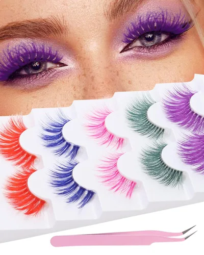 Vista 14 de outopen Pestañas Postizas Blancas de Halloween Herramientas de Extensión de Pestañas Blancas para Ojos Anime Cosplay Maquillaje de Aspecto Natural