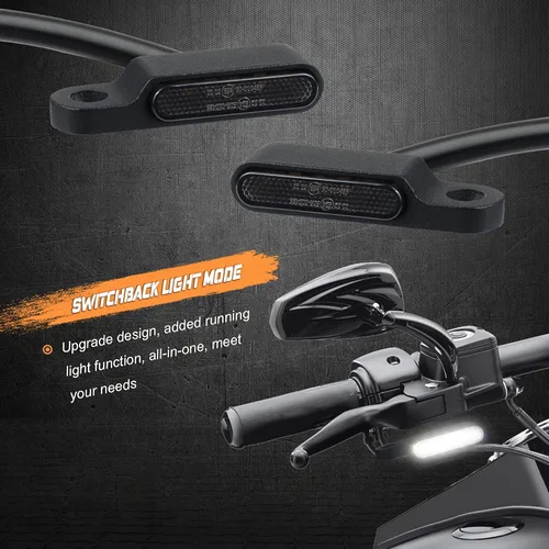 Vista 2 de NTHREEAUTO Manillar LED intermitentes mini motocicleta intermitentes delantero luz universal compatible con Harley Sportster Dyna Honda Shadow