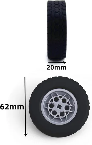 Vista 2 de Juego de neumáticos y ruedas técnicos compatibles con la marca principal Bloque de construcción de ladrillo Accesorios de juguete Piezas técnicas