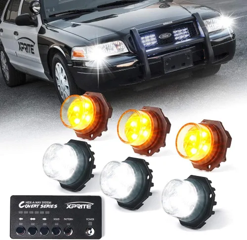 Vista 19 de Xprite Kit de luces estroboscópicas LED ámbar ocultas, 20 patrones intermitentes con panel de control, faros, luces traseras, luces antiniebla