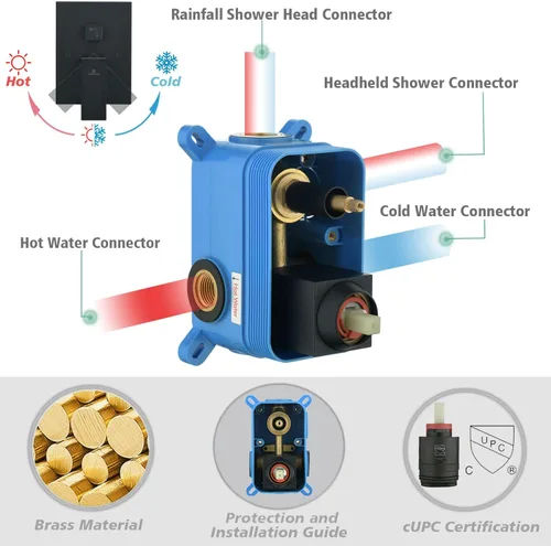 Vista 3 de TOCALOCA Accesorios de ducha negro mate con válvula, juego de cabezal de ducha cuadrado de 12 pulgadas con combo de mano, sistema de ducha de lluvia