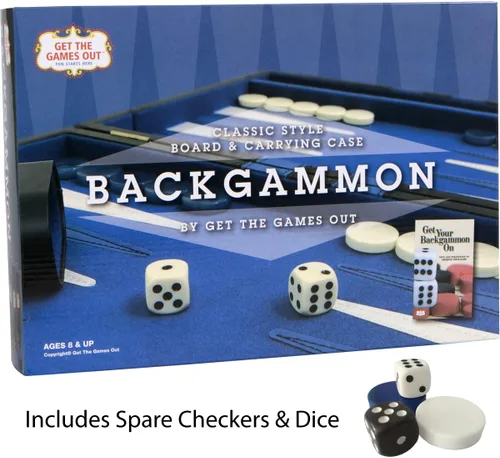 Vista 8 de Juego de mesa de Backgammon con estuche, disponible en tamaños pequeños, medianos y grandes de Get the Games Out, S