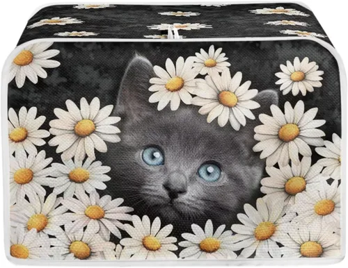 Vista 8 de Cat Print 2 Slice Bread Maker Cover Music Note Print Microwave Oven Cover Bakeware Protector Anti Fingerprint Protective Covers for Kitchen