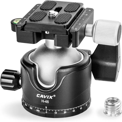 Vista 9 de CAVIX MT-03 Cabezal de trípode panorámico para cámara, cabeza de bola pequeña con placa de liberación rápida Arca Swiss Capacidad de carga de nivel
